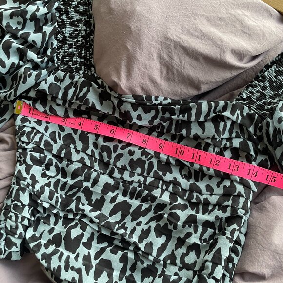 ZARA blue leopard print mesh top - Picture 5 of 7